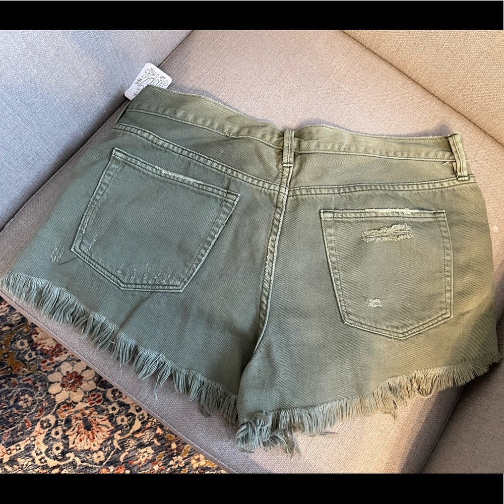 Olive green free people distressed shorts
